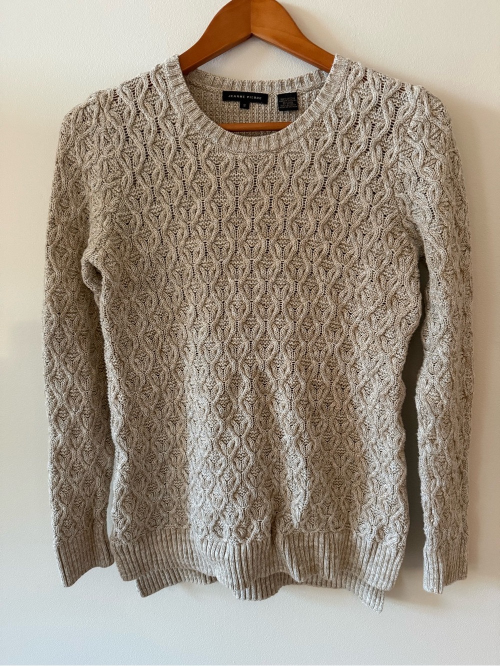 100% Cotton Textured Cable Knit Crewneck Sweater